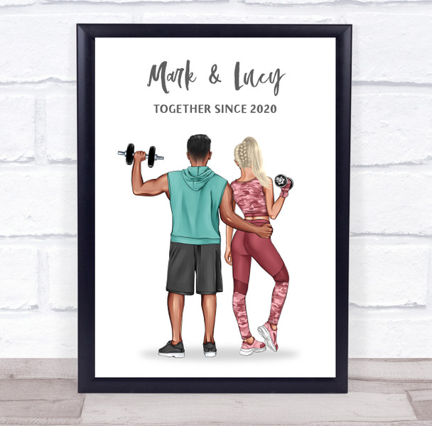 Gym Fitness Romantic Gift For Him or Her Personalized Couple Print
