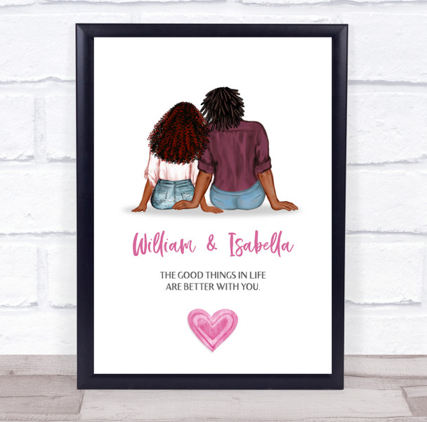 Better With You Romantic Gift For Him or Her Personalized Couple Print