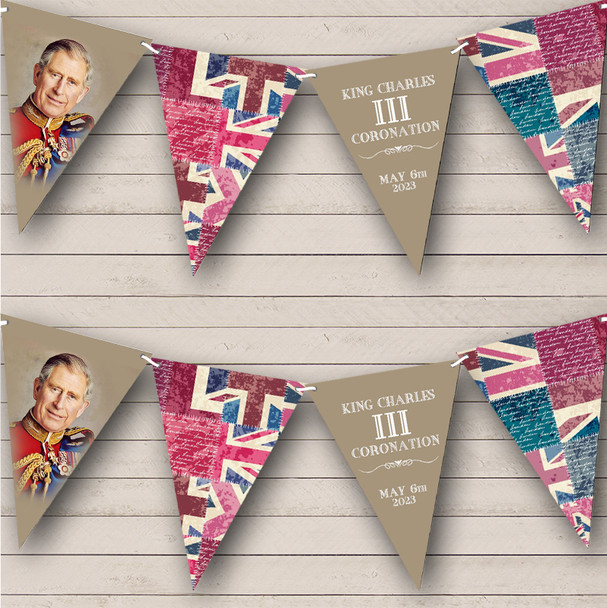 Watercolour Union Jack His Majesty King Charles Coronation Flag Banner Bunting