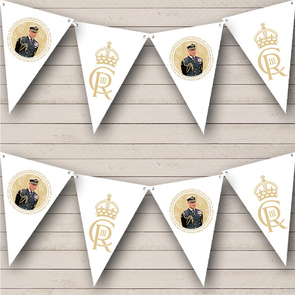 Gold Monogram His Majesty King Charles III Coronation Flag Banner Bunting