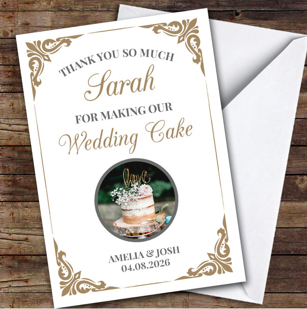 Thank You For Making Our Wedding Cake Gold Photo Wedding Day Personalized Card