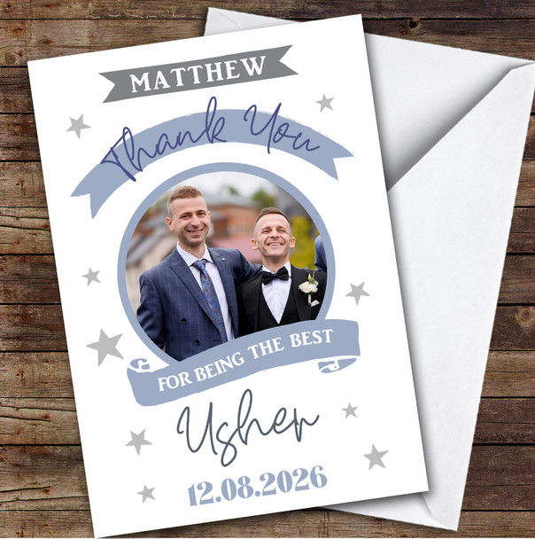 Thank You For Being The Best Usher Wedding Day Photo Personalized Greetings Card