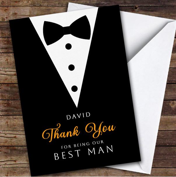 Black Suit Wedding Thank You Best Man Personalized Greetings Card