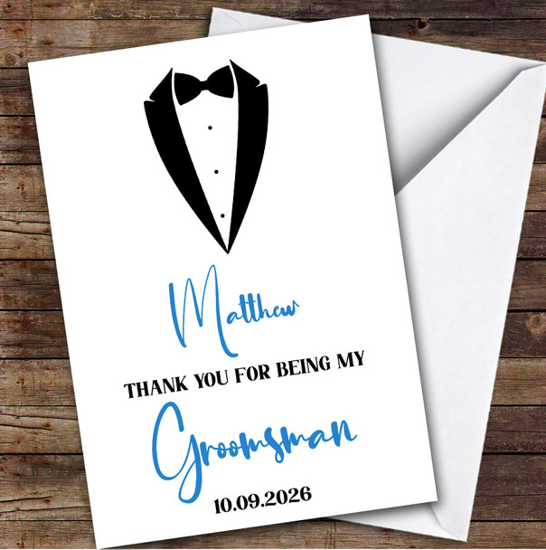 Thank You For Being My Groomsman Suit Personalized Greetings Card