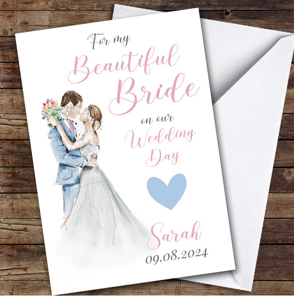 Beautiful Bride On Our Wedding Day Painted Couple Personalized Greetings Card