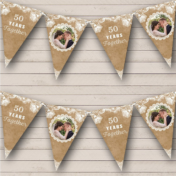 Vintage Shabby Chic Wedding Anniversary Photo 50 Years Personalized Bunting