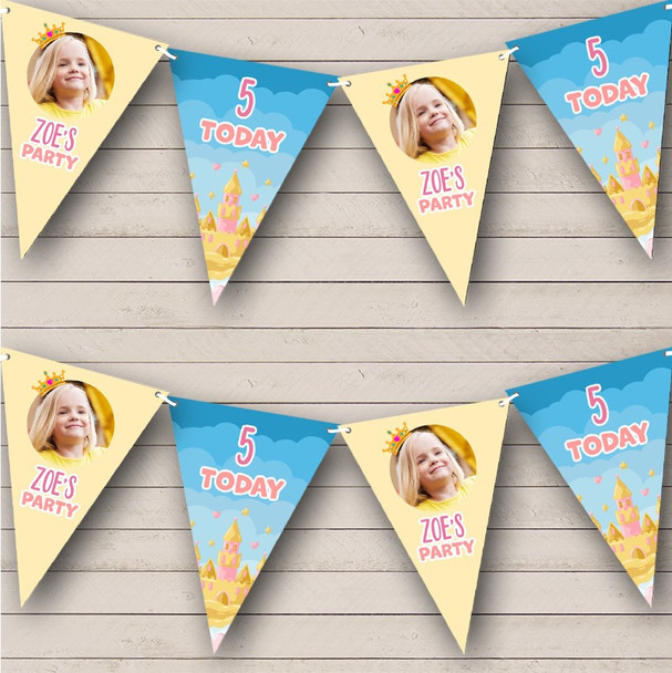 Birthday Sky Clouds Castle Photo Age Personalized Banner Bunting