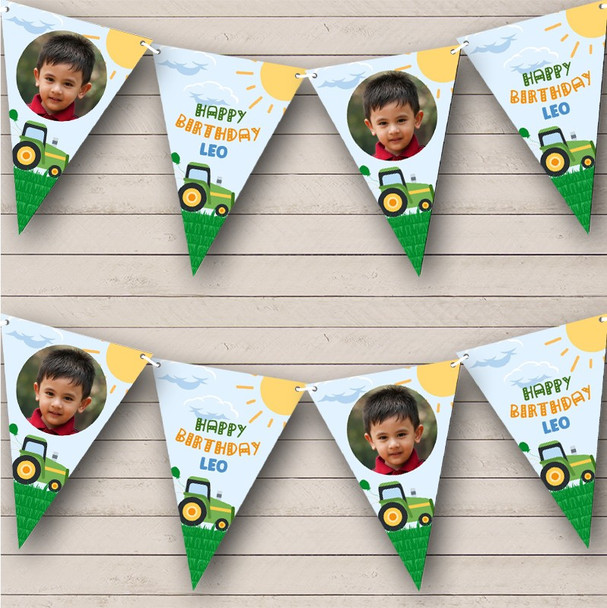 Tractor Farm Vehicle Boy Birthday Photo Personalized Party Banner Bunting