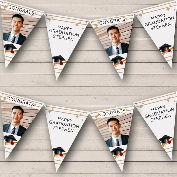 Happy Graduation Cap Diploma Degree Photo University Personalized Banner Bunting
