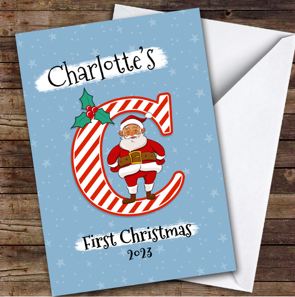 Alphabet 1st First Xmas Santa Letter C Custom Personalized Christmas Card