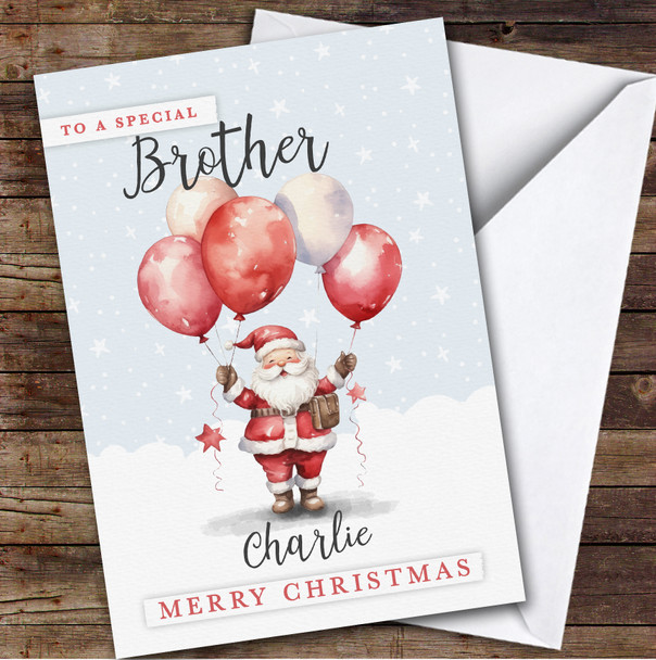 Brother Santa Balloons Custom Greeting Personalized Christmas Card