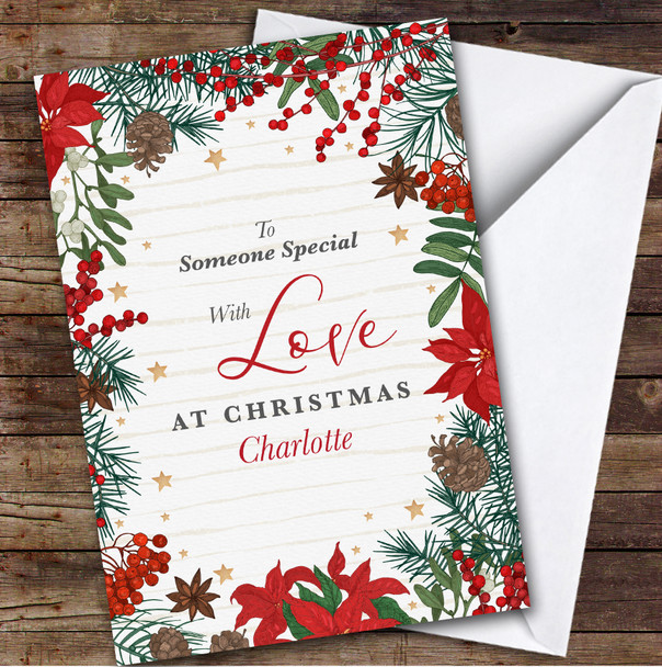 Someone Special Floral Custom Greeting Personalized Christmas Card