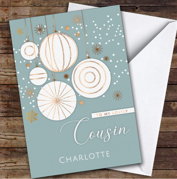 Cousin Gold Ornament Custom Greeting Personalized Christmas Card