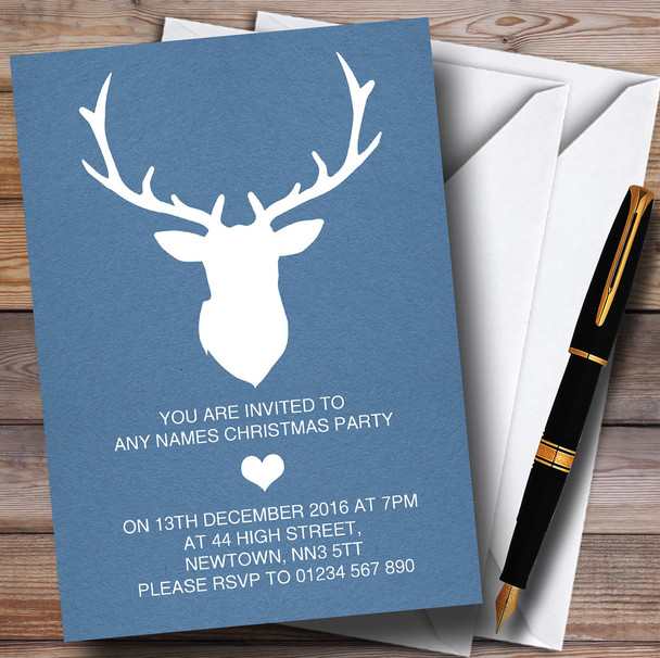 Blue Stag Personalized Christmas Party Invitations
