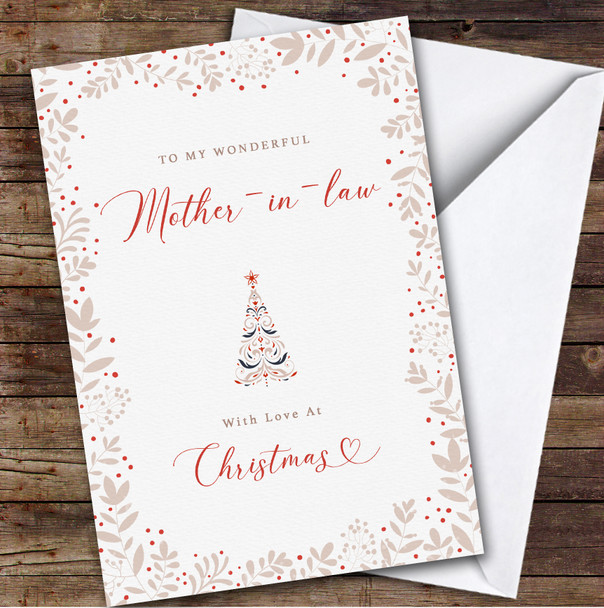 Mother-in-law Floral Custom Greeting Personalized Christmas Card