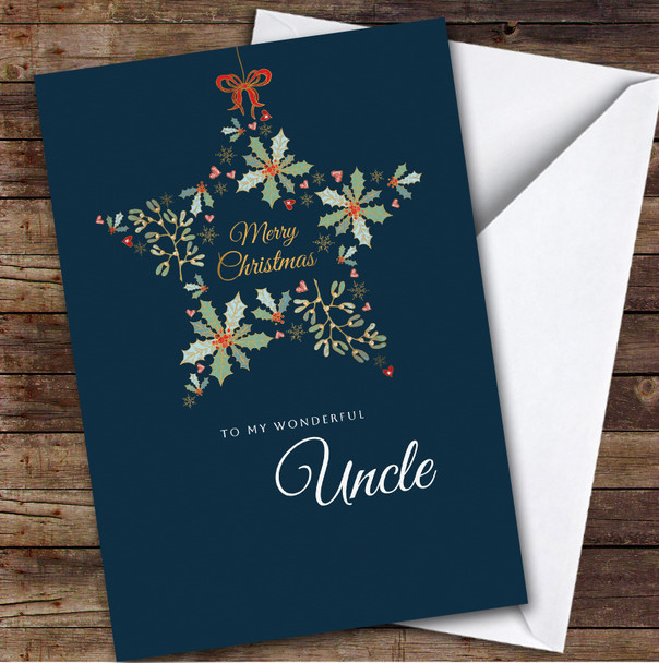 Wonderful Uncle Star Custom Greeting Personalized Christmas Card