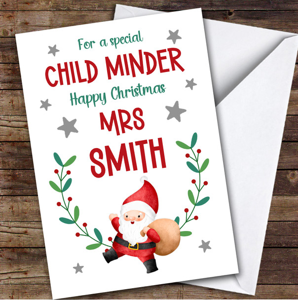 Childminder Santa Custom Greeting Personalized Christmas Card