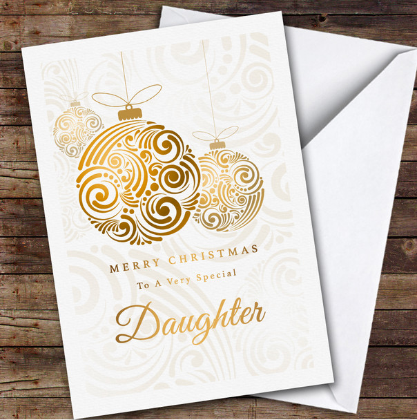 Daughter Baubles Custom Greeting Personalized Christmas Card