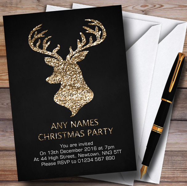 Bronze Reindeer Personalized Christmas Party Invitations