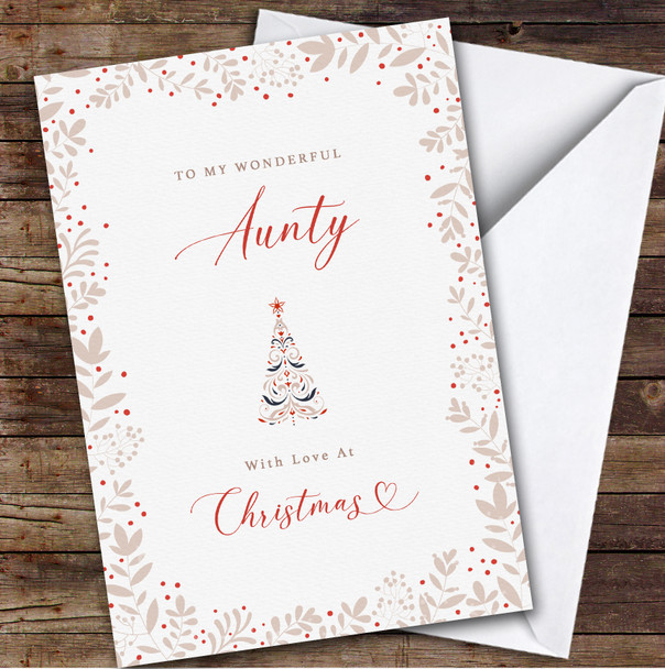 Aunty Floral Custom Greeting Personalized Christmas Card