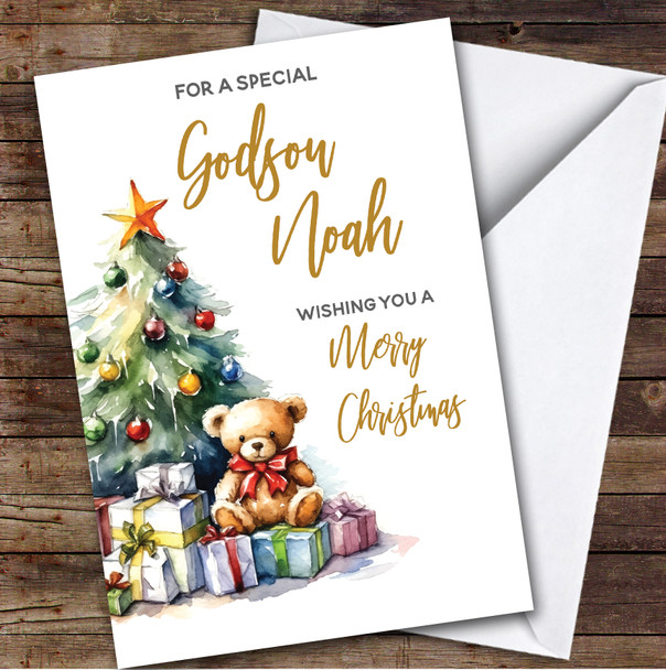 Godson Tree Custom Greeting Personalized Christmas Card