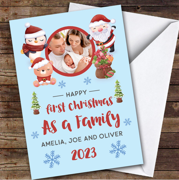 1st First Xmas As A Family Photo Santa Custom Personalized Christmas Card