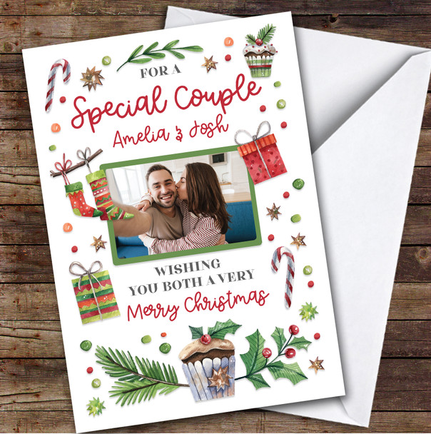 Special Couple Photo Cupcake Custom Greeting Personalized Christmas Card
