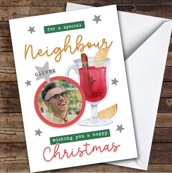 Neighbour Mulled Wine Photo Custom Greeting Personalized Christmas Card