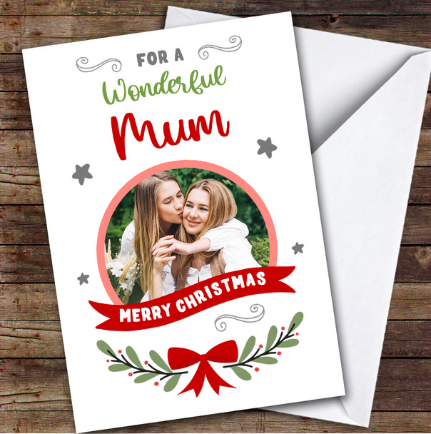 Mum Photo Banner Red Custom Greeting Personalized Christmas Card