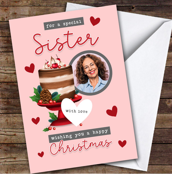 Sister Cake Photo Custom Greeting Personalized Christmas Card