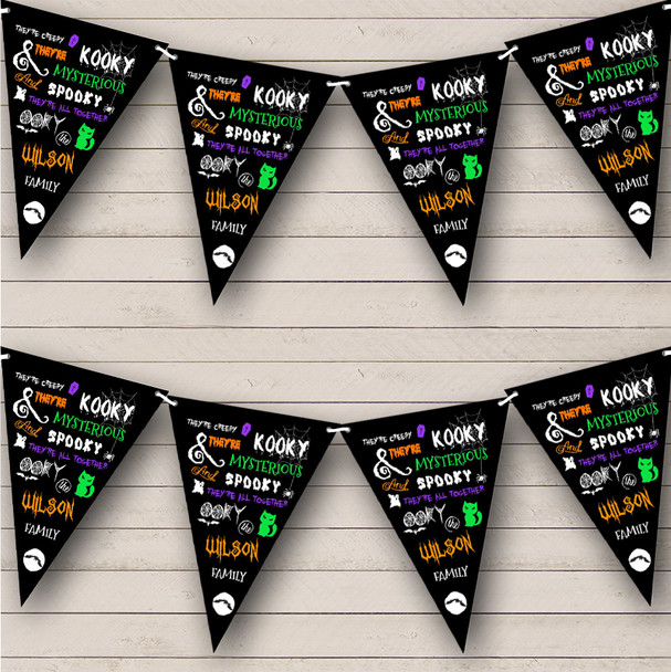 colorful Addams Family Song Personalized Decor Flag Banner Halloween Party Bunting