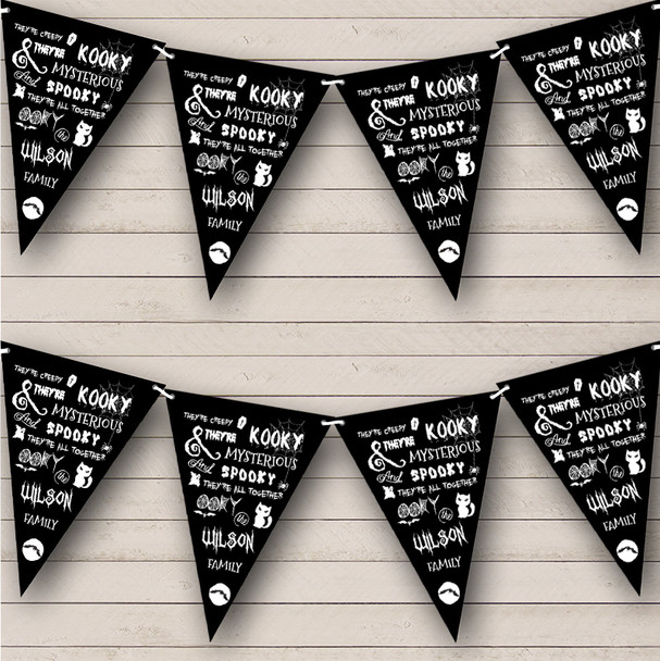 Black & White Addams Family Song Personalized Flag Banner Halloween Party Bunting