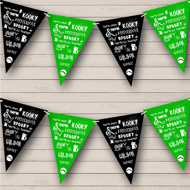 Green & White Addams Family Song Personalized Flag Banner Halloween Party Bunting