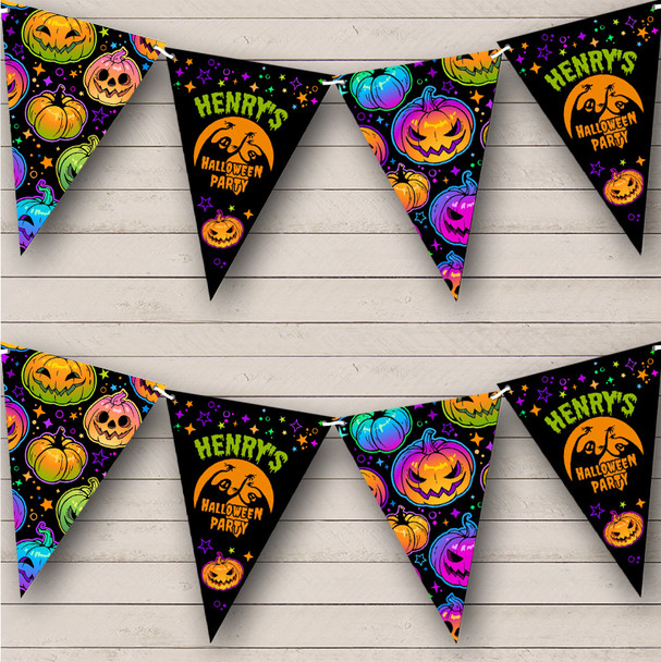 colorful Pumpkins Personalized Decoration Flag Banner Halloween Party Bunting