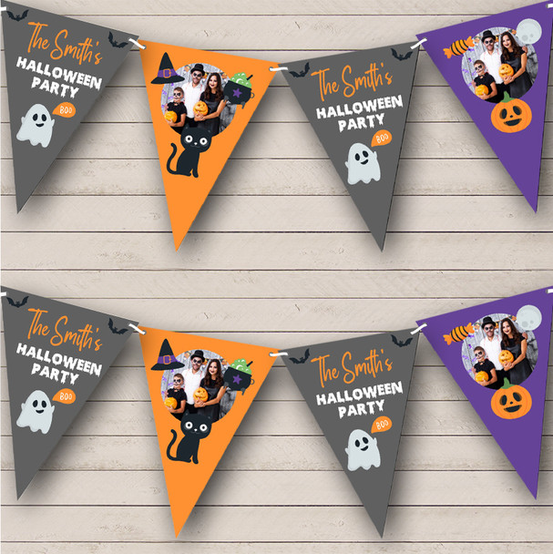 Family Name Photo Personalized Hanging Decoration Flag Banner Halloween Party Bunting