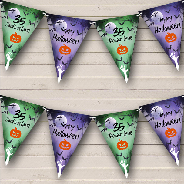 Green Purple Personalized Hanging Decoration Flag Banner Halloween Party Bunting