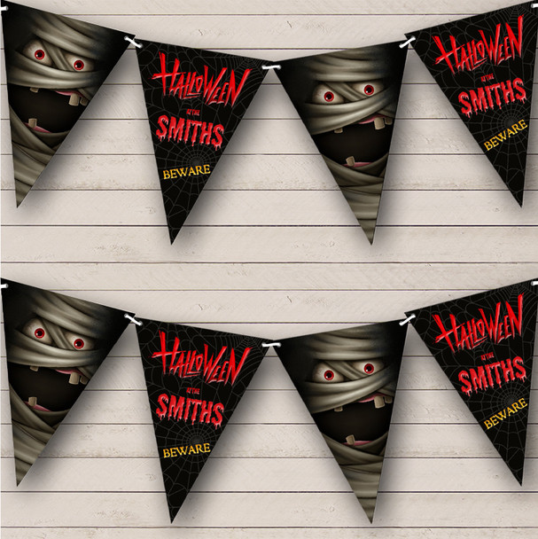 Mummy Face Personalized Hanging Decoration Flag Banner Halloween Party Bunting