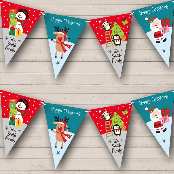 Happy Christmas Family Characters Personalized Christmas Decoration Bunting