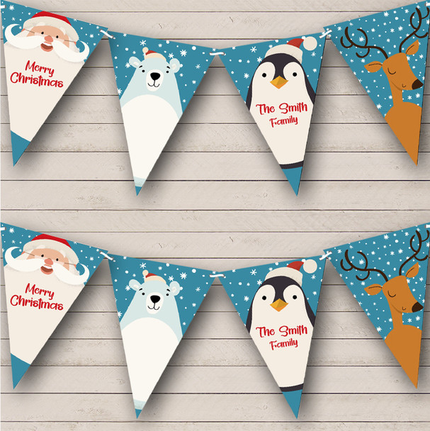 Santa Polar Bear Reindeer Penguin Personalized Christmas Decoration Bunting