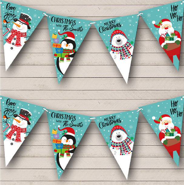 Snowman Santa Claus Personalized Christmas Banner Decoration Bunting