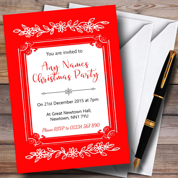 Classique Red Personalized Christmas Party Invitations