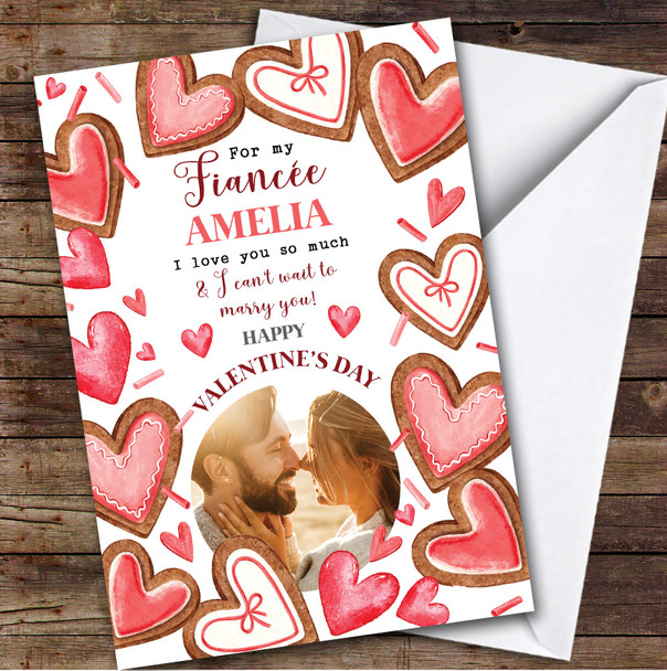 Personalized Romantic Card For Fiancée Female Heart Valentine's Day Photo Card