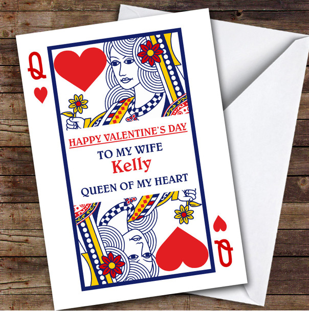 Personalized Valentine Card For Wife Queen Of Heart Card