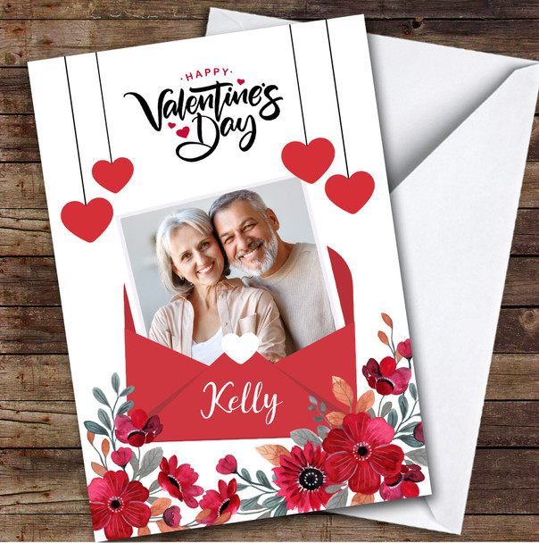 Personalized Valentine's Card Red Envelope Photo Frame Card