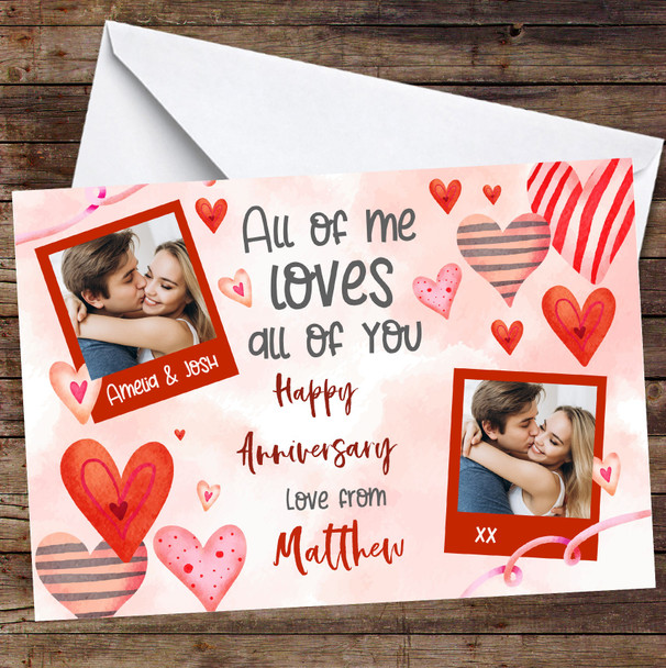 Personalized All Of Me Loves All Of You Photo Anniversary Card