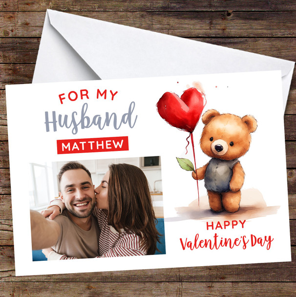 Personalized Bear Valentine's Day Card For Husband Photo Card