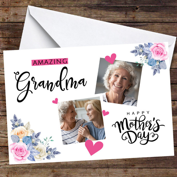 Personalized Amazing Mother's Day Card For Grandma Floral Photo Card