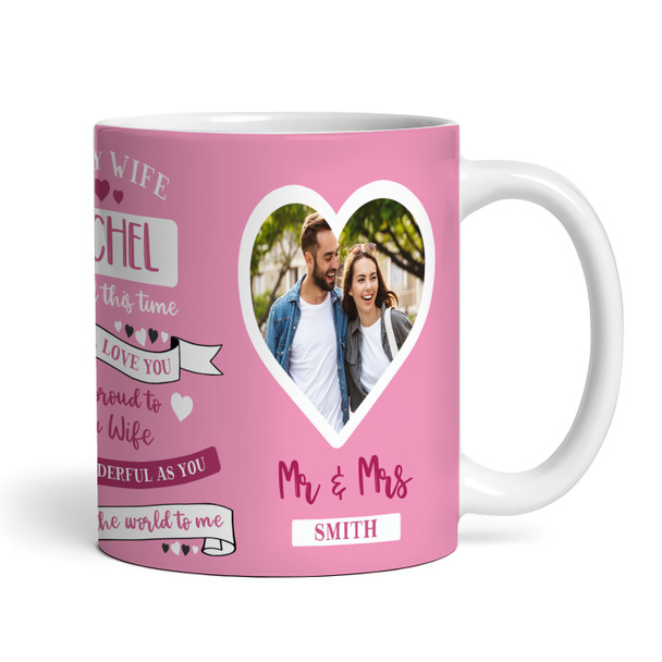 Gift For Wife Pink Photo Hearts Tea Coffee Personalized Mug