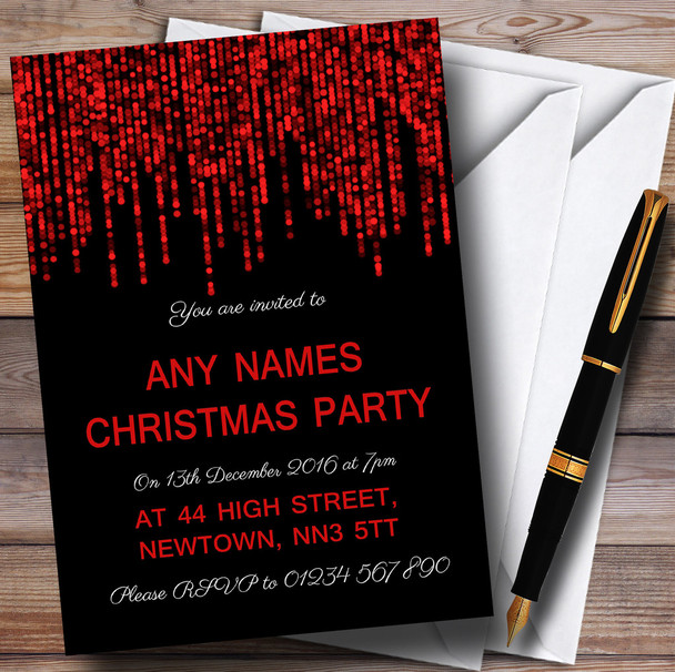 Red Light String Personalized Christmas Party Invitations