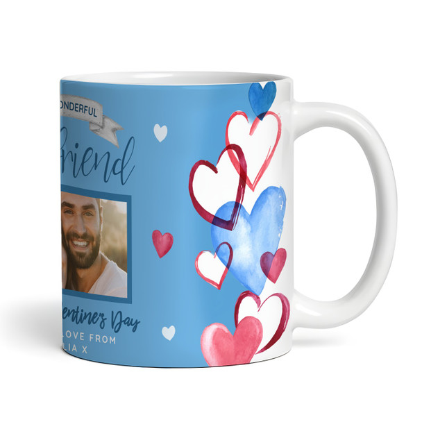 Boyfriend Blue Heart Photo Valentine's Day Gift Personalized Mug